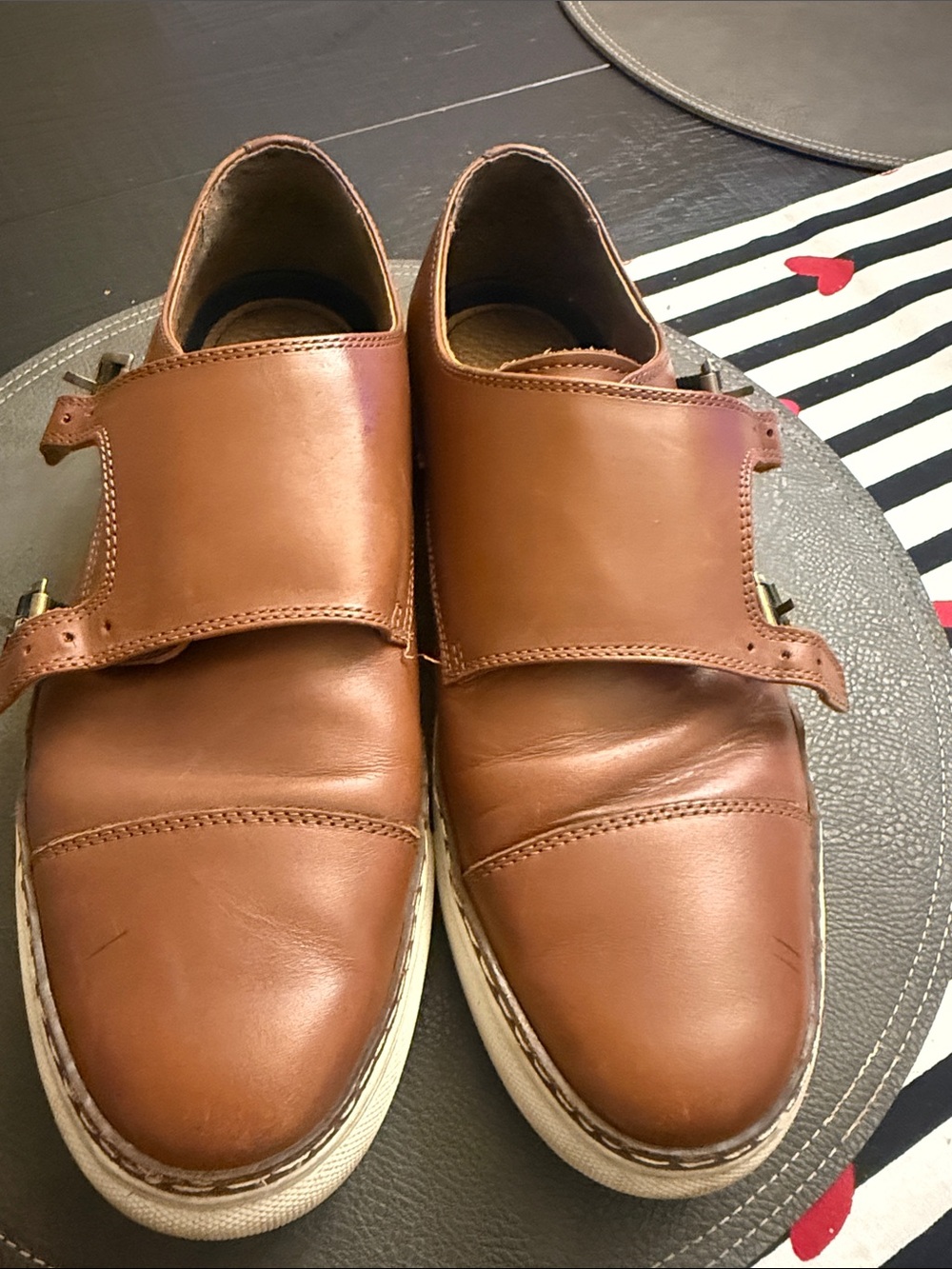 Florsheim Tan Leather Monk Strap Slip-On Shoes